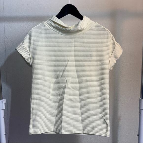 NWT Anthrolopogie 9-H15 Stcl Ivory Short Sleeve Mock Neck Shirt Size XS - Picture 7 of 13